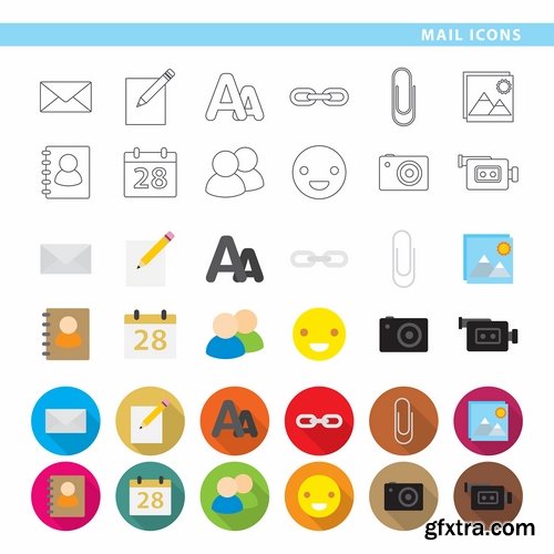 Collection of vector image various flat icons on various subjects #2-25 Eps