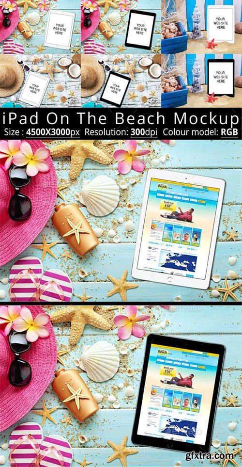 GraphicRiver iPad On The Beach Mockup