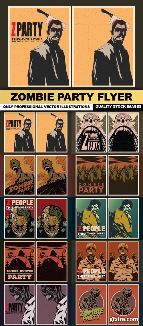 Zombie Party Flyer - 10 Vector