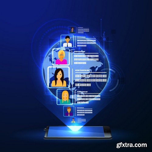 Stock Vectors - Social Network 4, 25xEPS