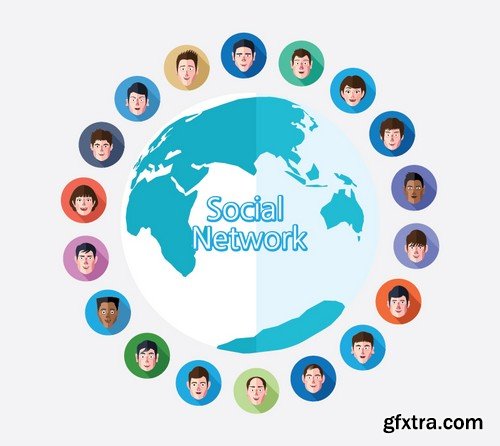 Stock Vectors - Social Network 4, 25xEPS