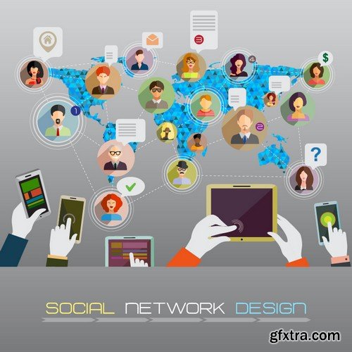 Stock Vectors - Social Network 4, 25xEPS