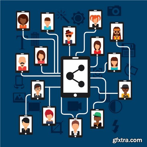 Stock Vectors - Social Network 4, 25xEPS