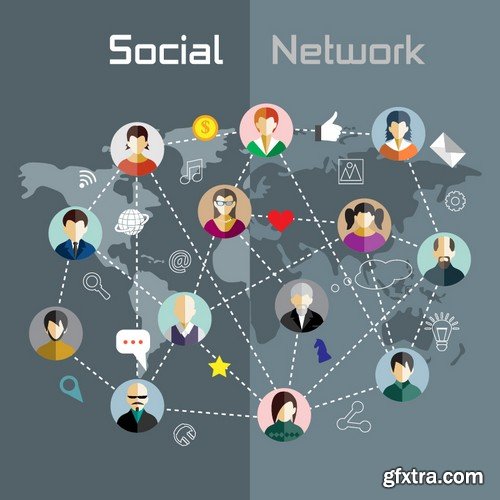 Stock Vectors - Social Network 4, 25xEPS