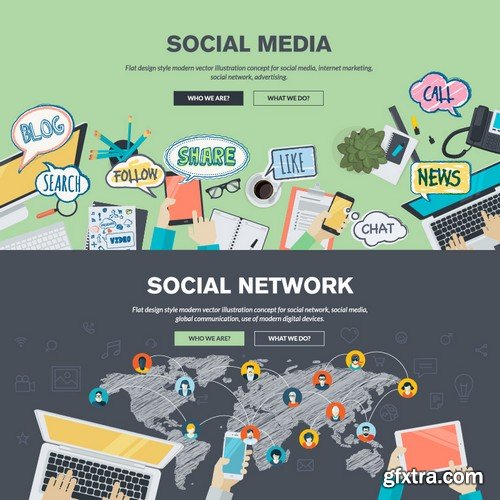 Stock Vectors - Social Network 4, 25xEPS