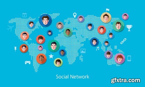 Stock Vectors - Social Network 4, 25xEPS