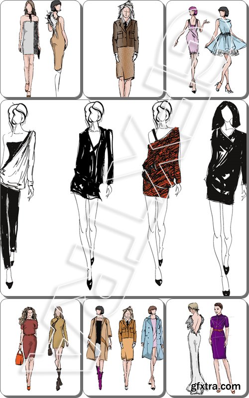 SKETCH. fashion girls - Vector