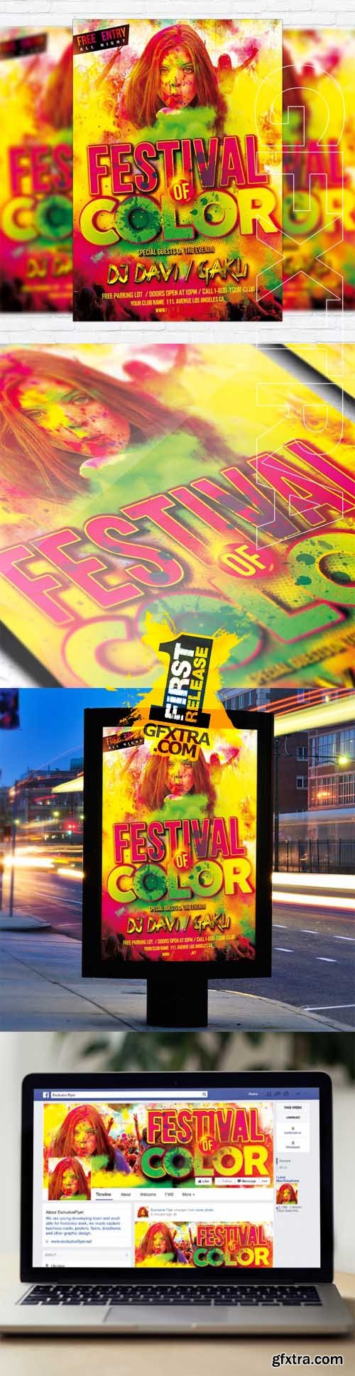 Festival Of Color - Flyer Template + Facebook Cover