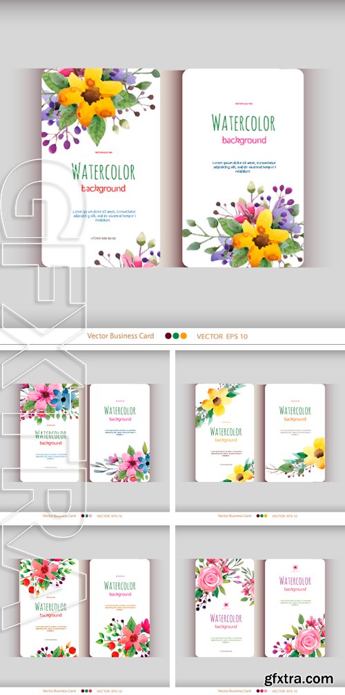 Stock Vectors - Set of abstract watercolor cards. Watercolor flowers.Vector illustration