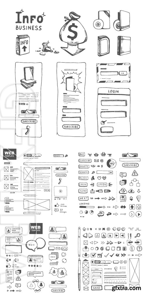 Stock Vectors - Web site ellements sketch. web chat dialogs menu. Vector illustration