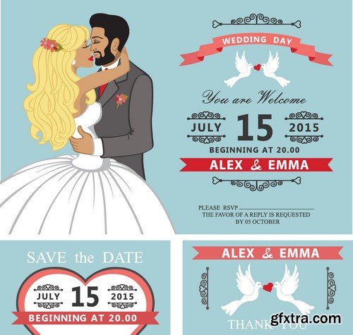 Stock Vectors - Wedding Invitation 3, 29xEPS