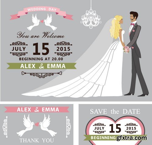 Stock Vectors - Wedding Invitation 3, 29xEPS