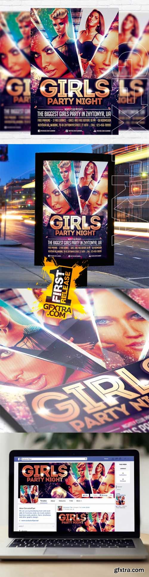 Girls Party Night - Flyer Template + Facebook Cover