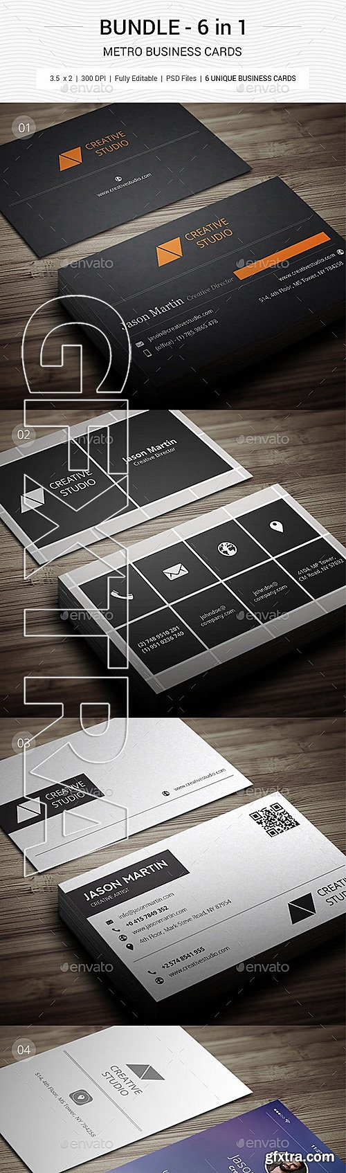 GraphicRiver - Bundle - Metro Business Cards - 6 in 1 - 120 11789671