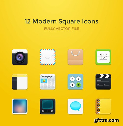 EPS Vector Web Icons - 12 Modern Square Rounded Icons