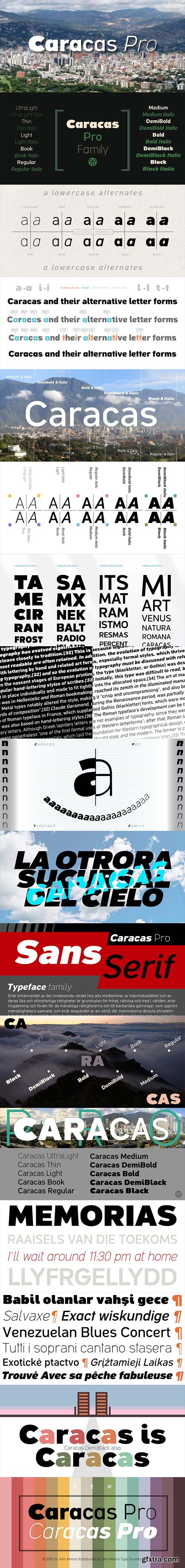 Caracas Pro - A New Family of Sans Serif Comfortable to Read 20xOTF $435