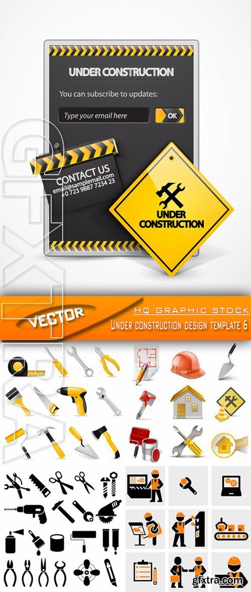 Stock Vector - Under construction design template 6