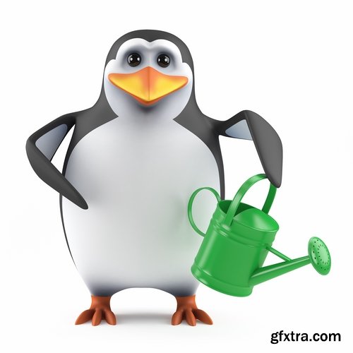 Collection penguins with various objects in flippers smartphone umbrella watches 25 HQ Jpeg