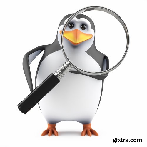 Collection penguins with various objects in flippers smartphone umbrella watches 25 HQ Jpeg