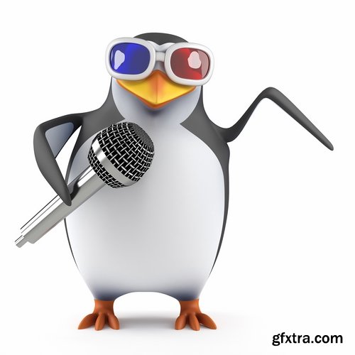 Collection penguins with various objects in flippers smartphone umbrella watches 25 HQ Jpeg