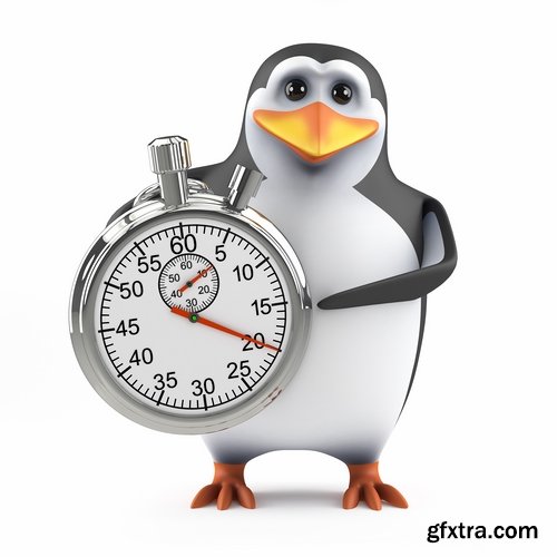 Collection penguins with various objects in flippers smartphone umbrella watches 25 HQ Jpeg