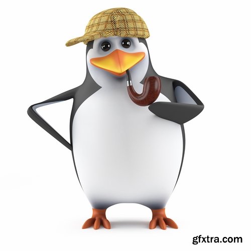 Collection penguins with various objects in flippers smartphone umbrella watches 25 HQ Jpeg