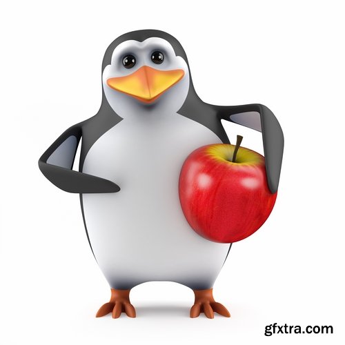 Collection penguins with various objects in flippers smartphone umbrella watches 25 HQ Jpeg