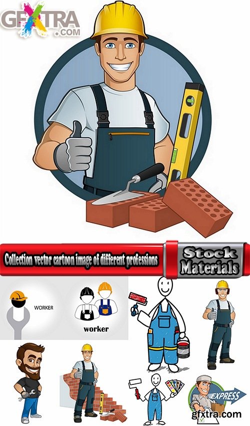 Collection vector cartoon image of different professions #3-25 Eps