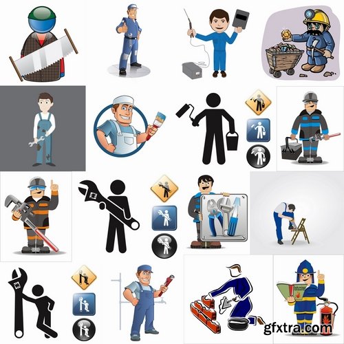 Collection vector cartoon image of different professions #3-25 Eps