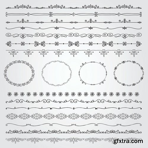 Collection of vector image calligraphic elements vintage design element #5-25 Eps