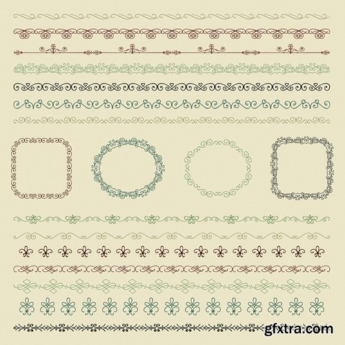 Collection of vector image calligraphic elements vintage design element #5-25 Eps