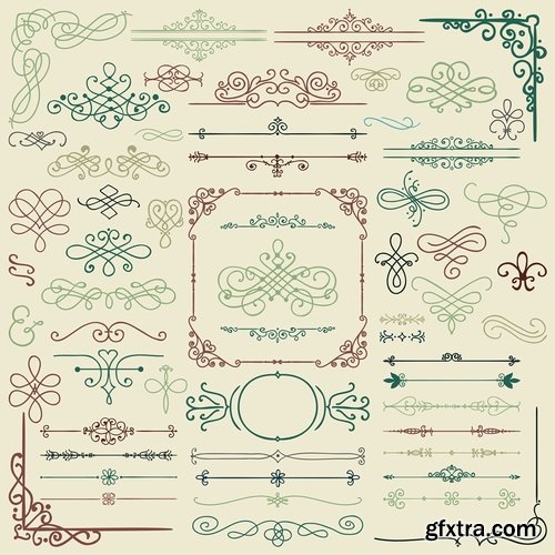 Collection of vector image calligraphic elements vintage design element #5-25 Eps