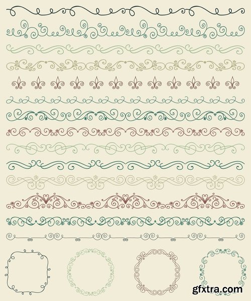 Collection of vector image calligraphic elements vintage design element #5-25 Eps