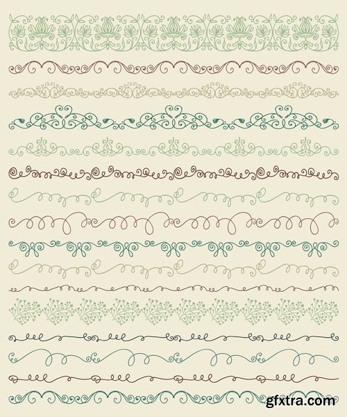 Collection of vector image calligraphic elements vintage design element #5-25 Eps