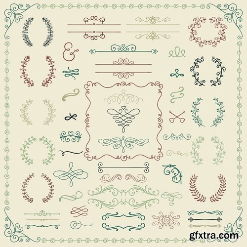 Collection of vector image calligraphic elements vintage design element #5-25 Eps