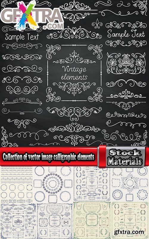 Collection of vector image calligraphic elements vintage design element #5-25 Eps