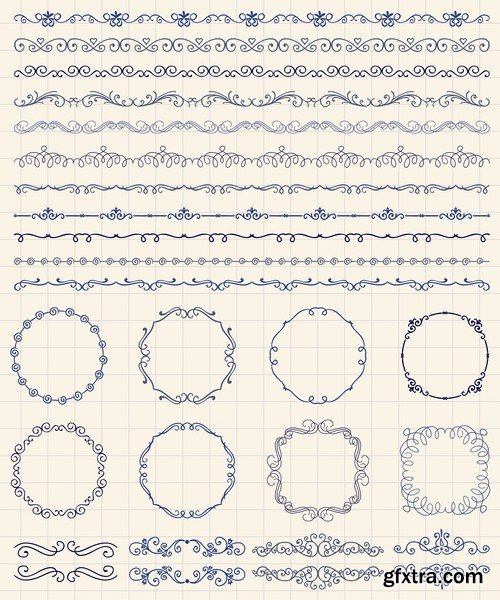 Collection of vector image calligraphic elements vintage design element #5-25 Eps