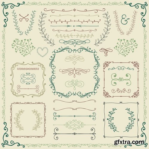 Collection of vector image calligraphic elements vintage design element #5-25 Eps