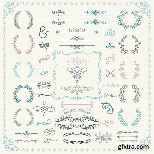 Collection of vector image calligraphic elements vintage design element #5-25 Eps