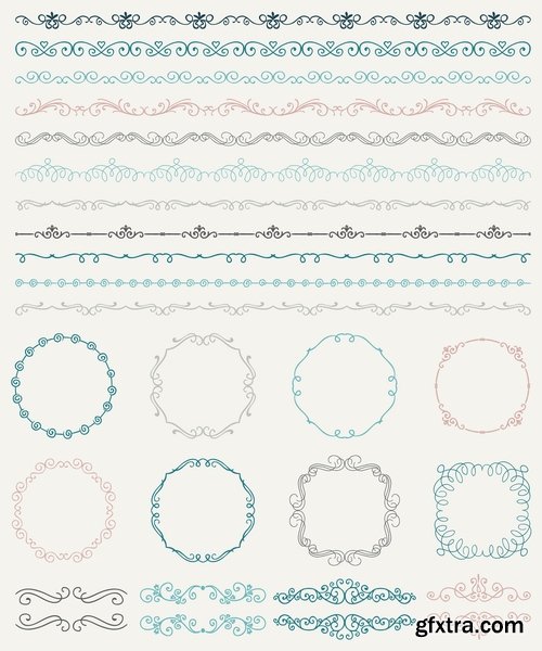 Collection of vector image calligraphic elements vintage design element #5-25 Eps