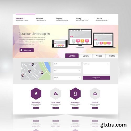 Stock Vectors - Website Template 25, 25xEPS