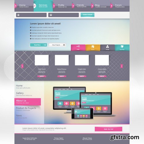 Stock Vectors - Website Template 25, 25xEPS