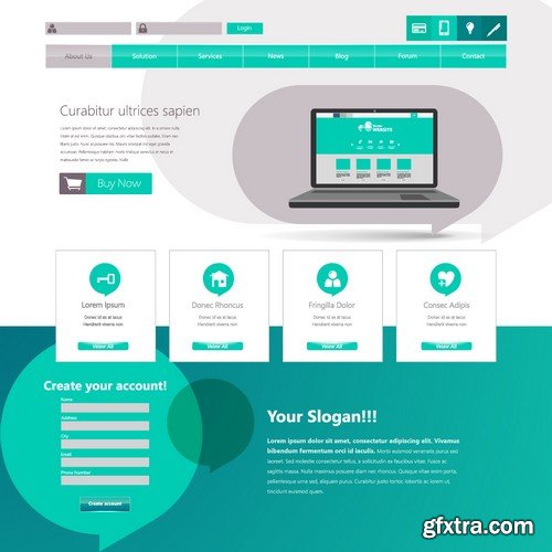 Stock Vectors - Website Template 25, 25xEPS