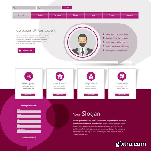 Stock Vectors - Website Template 25, 25xEPS