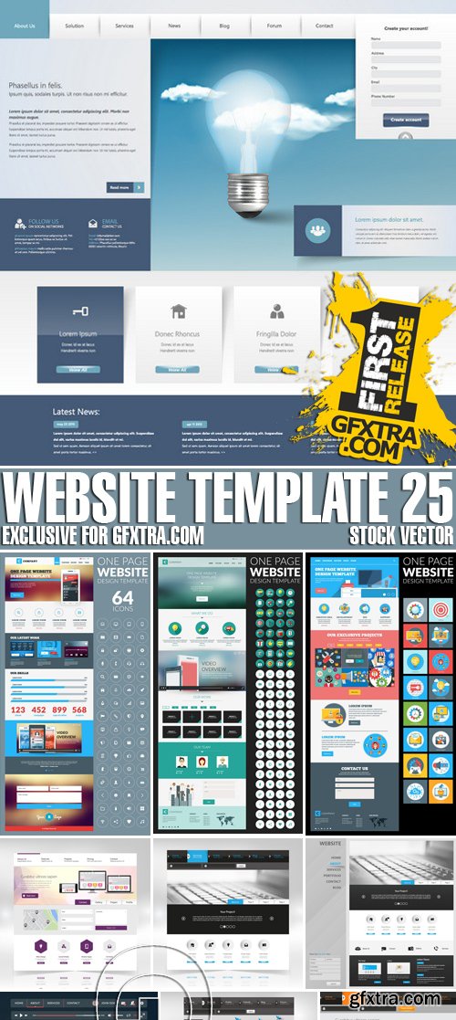 Stock Vectors - Website Template 25, 25xEPS