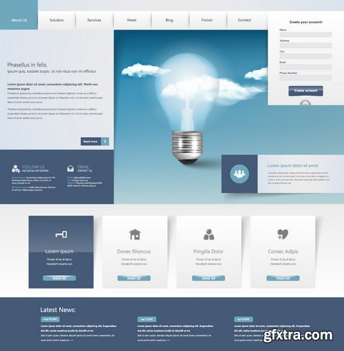 Stock Vectors - Website Template 25, 25xEPS