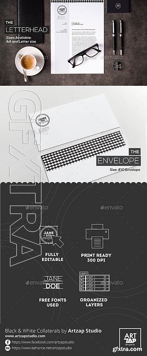 GraphicRiver - Black & White Collaterals - Round Collection 11810177