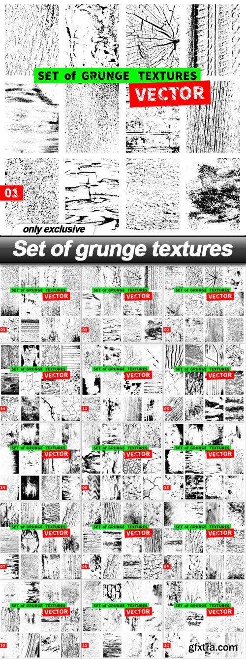 Set of grunge textures - 15 EPS