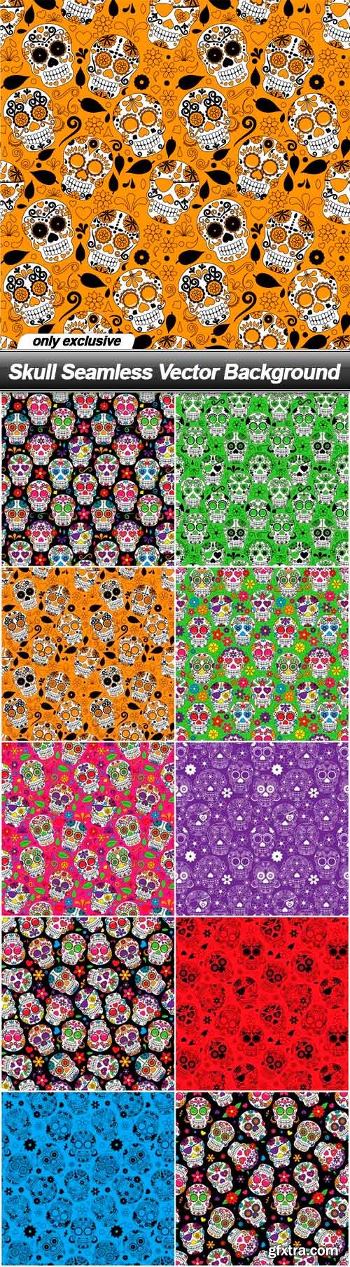 Skull Seamless Vector Background - 10 EPS