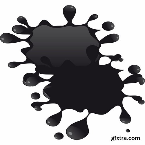 Collection of vector image silhouette blot spatter spilled a drop of paint 25 Eps